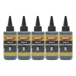 Ekoset hp 45 uyumlu siyah Mürekkep 5x100 ml Plotter Mürekkebi